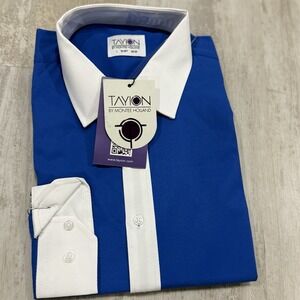 Tayion by Montee Holland Men's L Shirt 16-16.5, 32/33 Blue White Trim Dressy $59